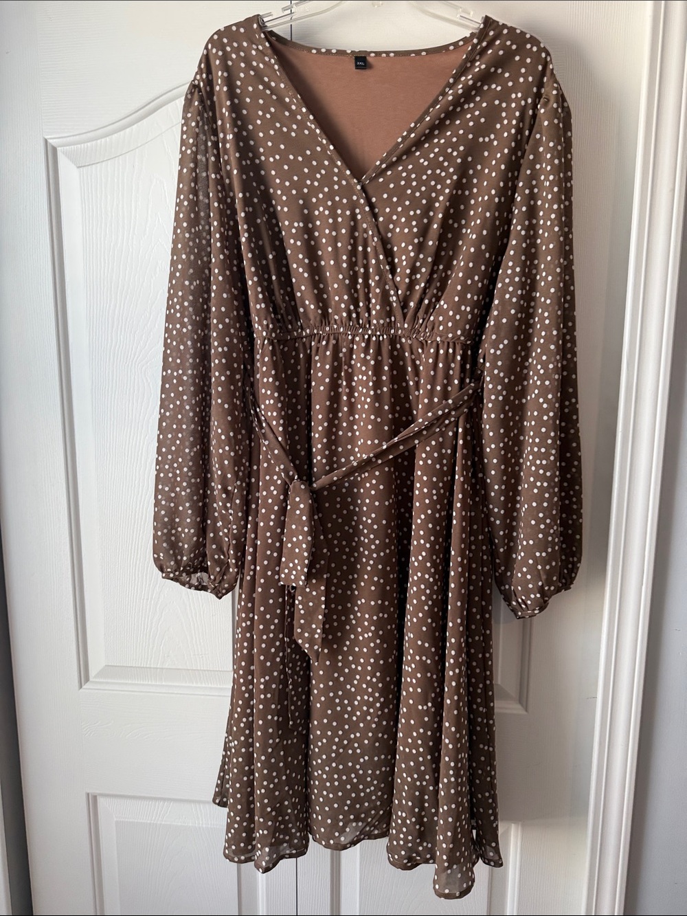 Brown Polka Dot Wrap Dress